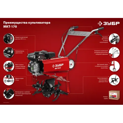 ЗУБР 6.5 л.с., бензиновый культиватор (МКТ-170)