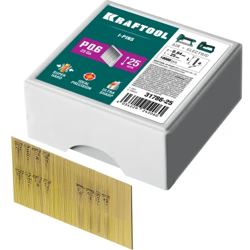 KRAFTOOL шпильки тип P0.6, 25 мм, калибр 23GA. 10 000 шт (31786-25)