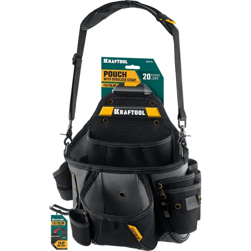 KRAFTOOL KPB-20 поясная сумка с быстросъёмным креплением FastClip, 320 х 310 мм (38767)