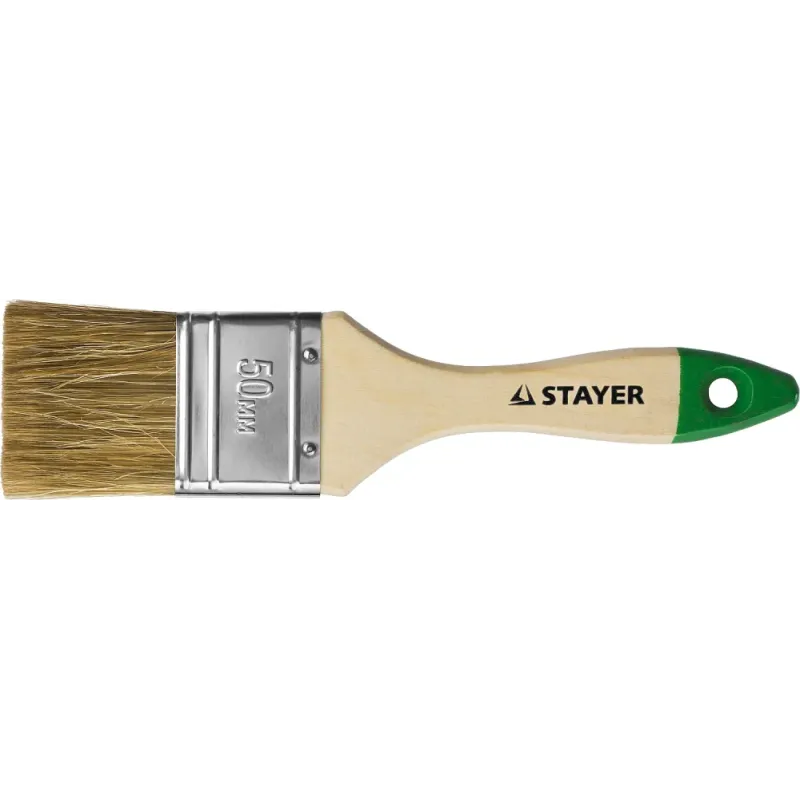STAYER LASUR, 50 мм, 2″, смешанная щетина, деревянная ручка, для высокотекучих ЛКМ, плоская кисть (01031-50)