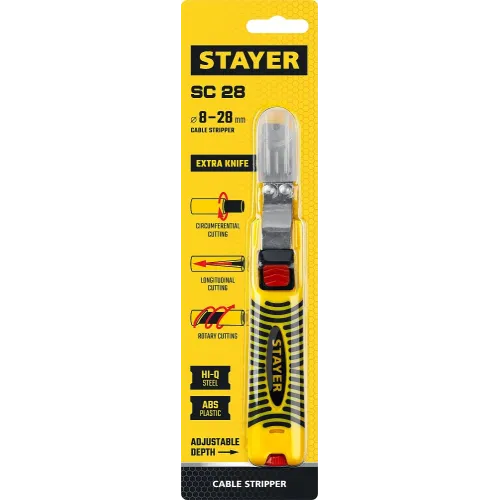 STAYER SC-28, 8 -2 8 мм, стриппер для снятия изоляции кабелей (2-45303)