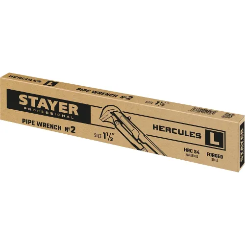 STAYER Hercules-L, №2, 1.5″, 440 мм, трубный ключ с прямыми губками (27331-2)