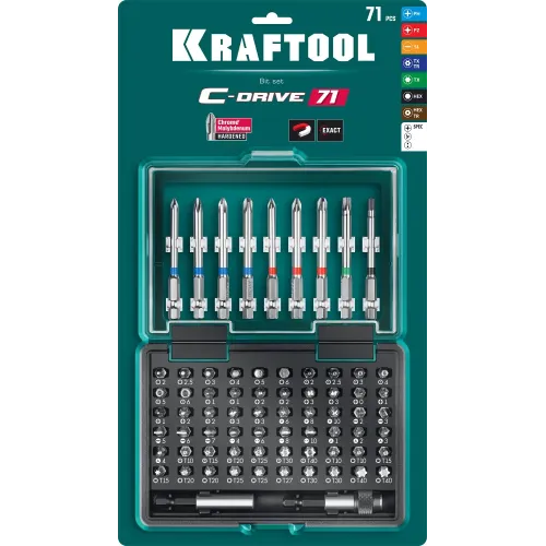 KRAFTOOL C-Drive 71, 71 шт, набор многофункциональных бит (26067-H71)