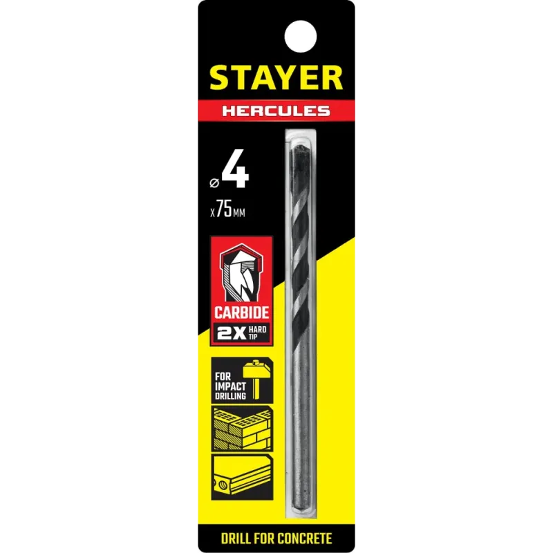 STAYER Hercules, 4 x 75 мм, cверло по бетону, Professional (2915-075-04)
