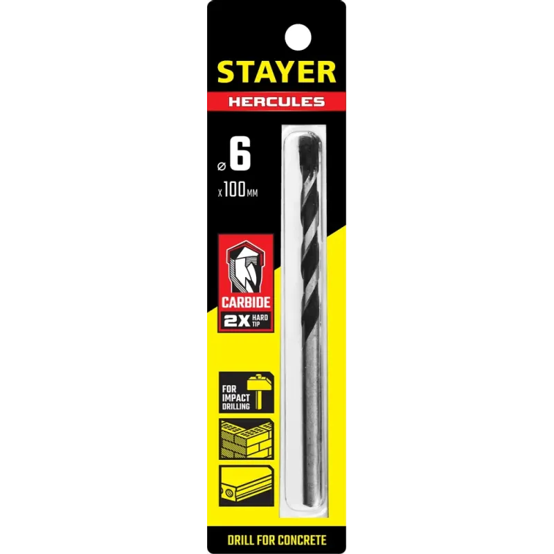 STAYER Hercules, 6 x 100 мм, cверло по бетону, Professional (2915-100-06)
