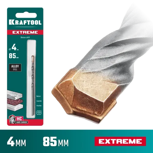 KRAFTOOL Extreme, 4 х 85 мм, цилиндр. хвостовик, сверло по бетону (29166-085-04)