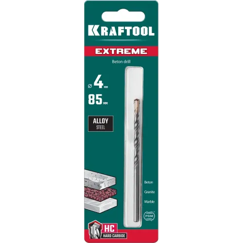 KRAFTOOL Extreme, 4 х 85 мм, цилиндр. хвостовик, сверло по бетону (29166-085-04)