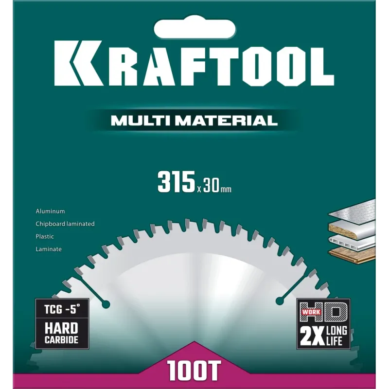 KRAFTOOL Multi Material, 315 х 30 мм, 96Т, пильный диск по алюминию (36953-315-30)