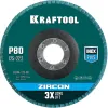 KRAFTOOL ZIRCON 125 х 22.2 мм, P80, круг лепестковый циркониевый торцевой по металлу и нержавеющей стали (36594-125-80)