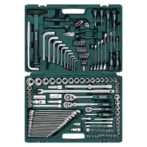 KRAFTOOL EXTREM-142, 142 предм., (1/2″+3/8″+1/4″), универсальный набор инструмента (27889-H142)