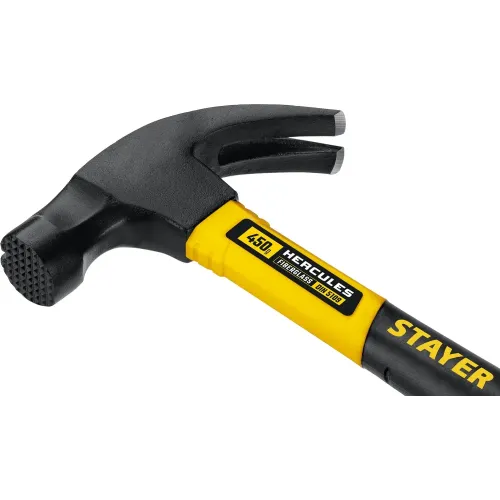 STAYER Hercules-M, 450 г, молоток-гвоздодёр столярный с фиберглассовой рукояткой, Professional (2027-450)