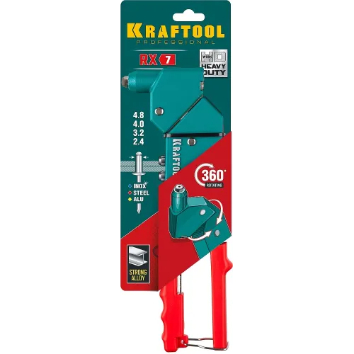 KRAFTOOL RX-7, 360°, 2.4 - 4.8 мм, 280 мм, литой поворотный заклепочник (31176)