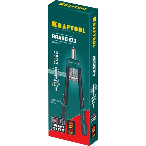 KRAFTOOL GRAND-48, 2.4 - 4.8 мм, 410 мм, усиленный двуручный заклёпочник (31175)