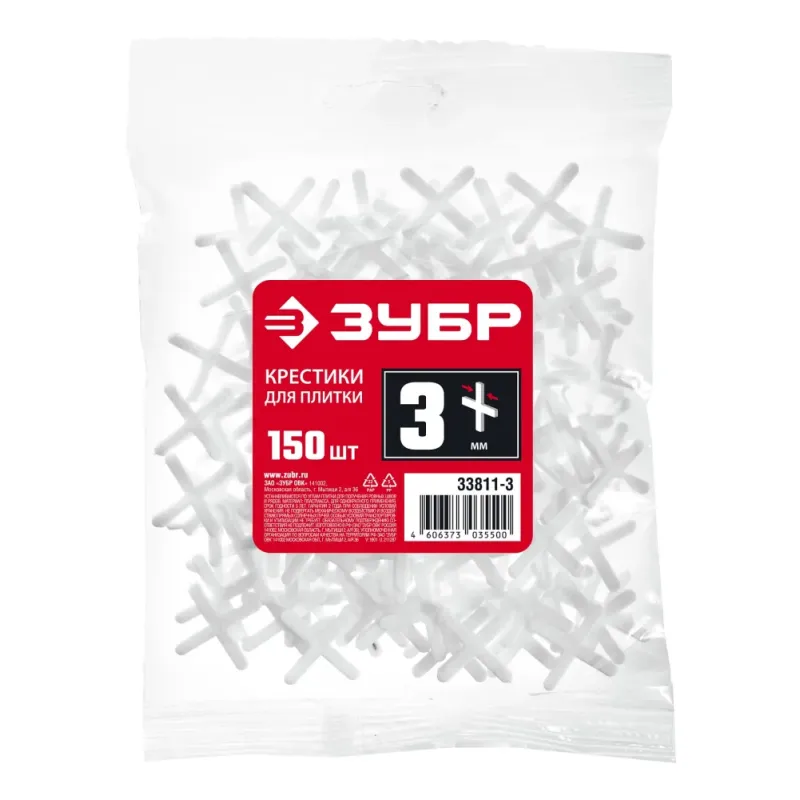 ЗУБР 3 мм, 150 шт, крестики для плитки (33811-3)