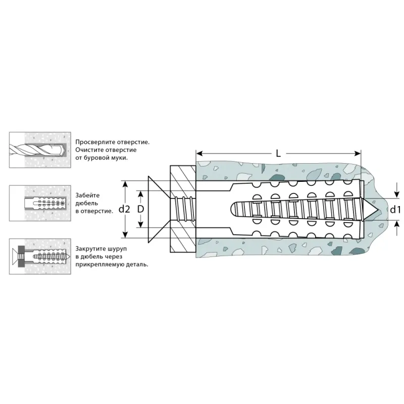 ЗУБР 10 х 60 мм, 80 шт, металлический дюбель для газобетона (302922-10-060)