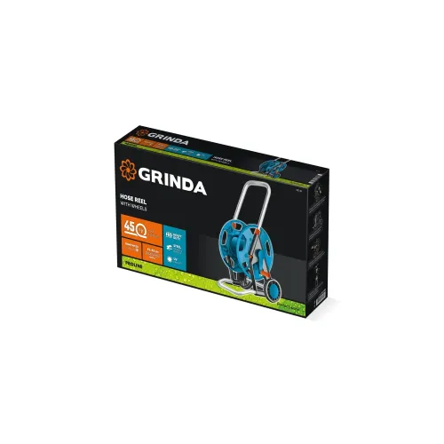 GRINDA HC-45, для шлангов 45м x 1/2″ и 20м х 3/4″, усиленные колёса, телескопическая ручка, катушка для шлангов ProLine (8-428425)