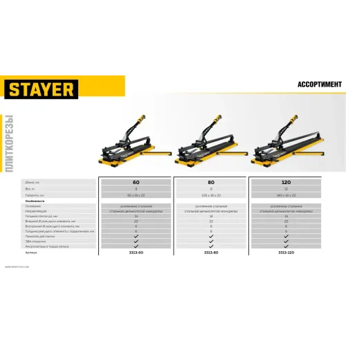 STAYER Hercules-600, ручной плиткорез (3313-60)