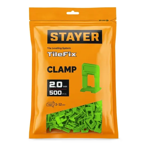 STAYER СВП TileFix, 2,0 мм, 500 шт, система выравнивания плитки ″ворота″ (33847-500)