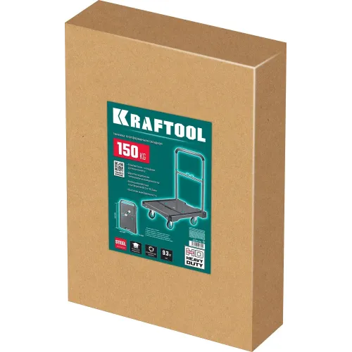 KRAFTOOL до 150 кг, платформа 68.0 х 49.5 см, складная рукоятка, складные колеса d 10 см, вес - 9.3 кг, платформенная тележка (38780-150)