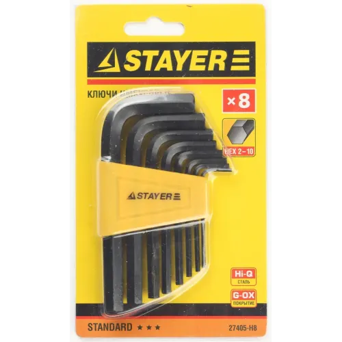STAYER 8 шт, набор имбусовых ключей (27405-H8)