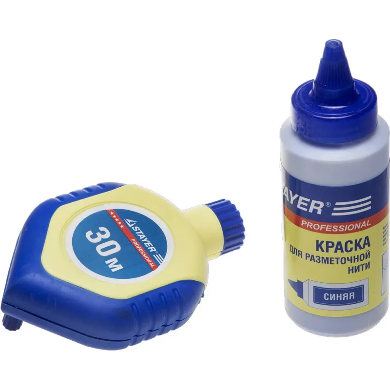 STAYER 30 м, 110 г, разметочный шнур-отвес с синей краской в двухкомпонентном корпусе, Professional (2-06383-H2)