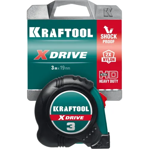 KRAFTOOL X-Drive, 3 м х 19 мм, рулетка (34122-03-19)