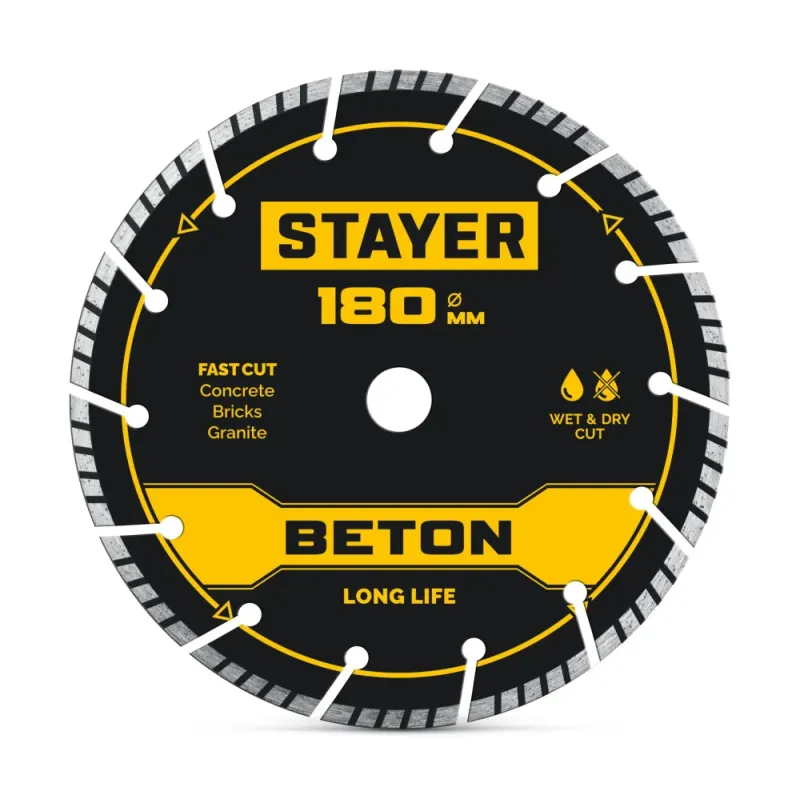 STAYER BETON 180 мм (22.2 х 7 х 2.6 мм), сегментный алмазный диск (3660-180)