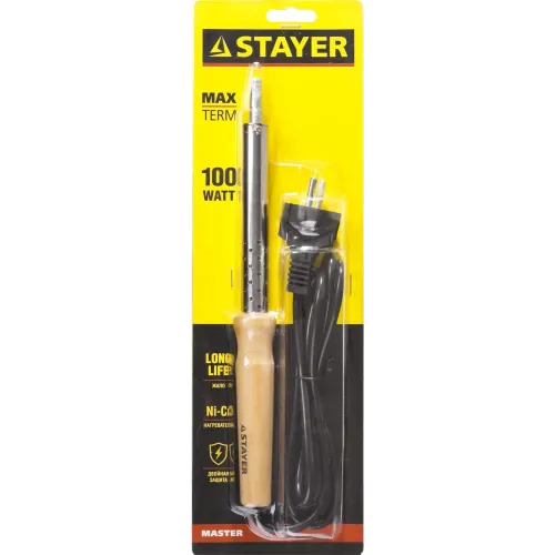STAYER MAXTerm, 100 Вт, клин, электропаяльник с деревянной рукояткой (55310-100)