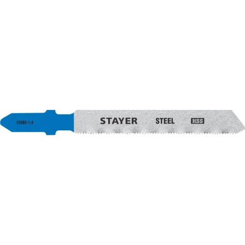 STAYER T118A, 2 шт, 50 мм / 1.2 мм, T-хвост., HSS сталь, по металлу толщиной 1.5-2 мм, полотна для лобзика, Professional (15993-1.4)