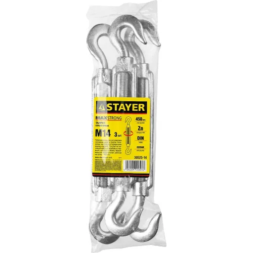 STAYER DIN 1480, М14, 3 шт, талреп крюк-крюк (30525-14)