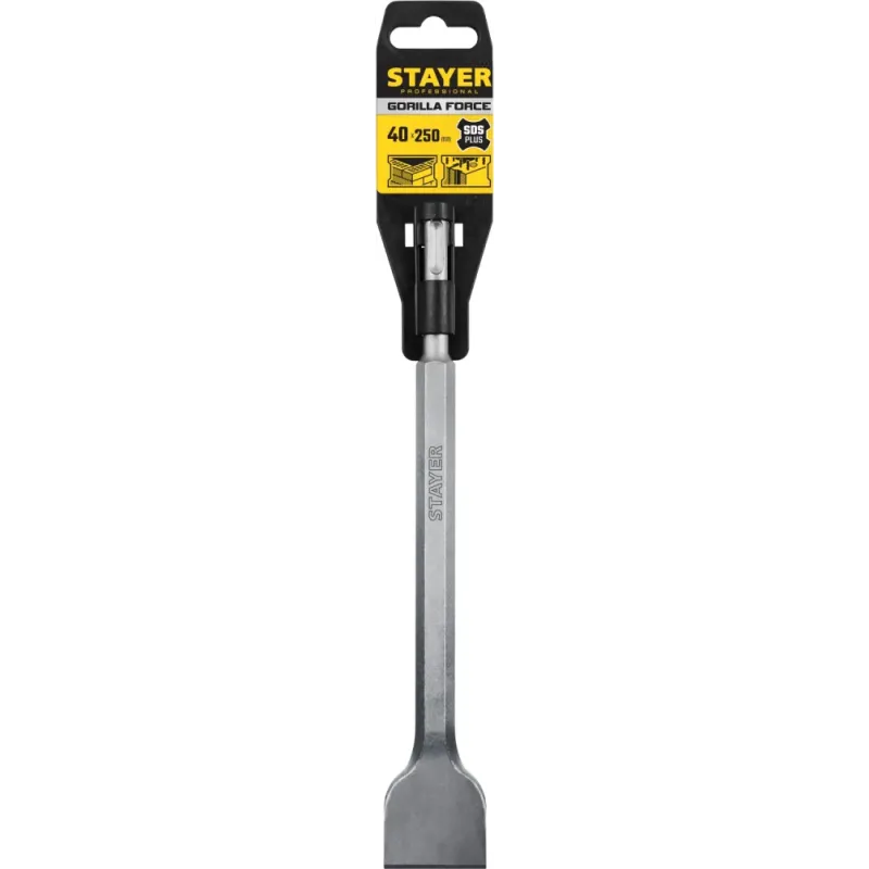 STAYER Gorilla Force, 40 х 250 мм, SDS-Plus, плоское изогнутое зубило, Professional (29354-40-250)