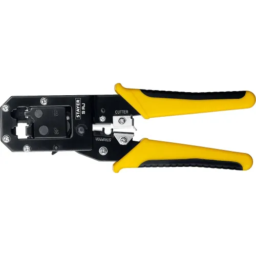 STAYER S-RJ, (RJ45, RJ11, RJ12), храповый механизм, универсальный кримпер (22652)