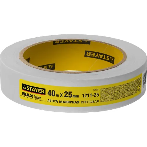 STAYER MAXTape 25 мм х 40 м, креповая, малярная лента, MASTER (1211-25)