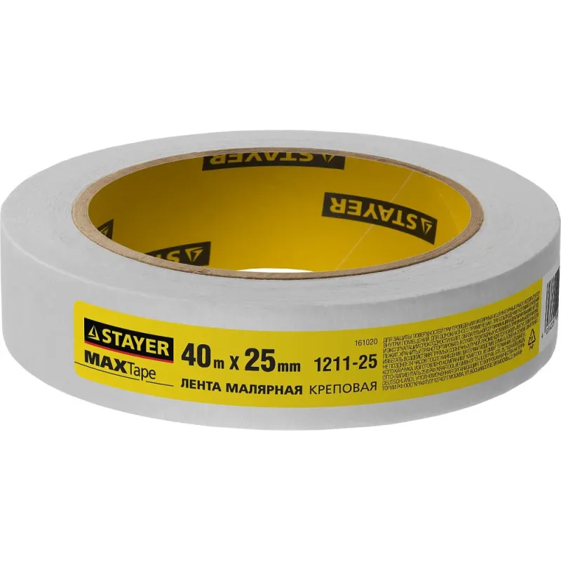 STAYER MAXTape 25 мм х 40 м, креповая, малярная лента, MASTER (1211-25)