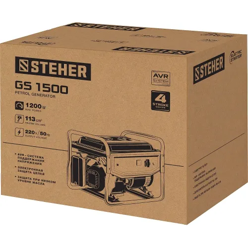 STEHER 1200 Вт, бензиновый генератор (GS-1500)
