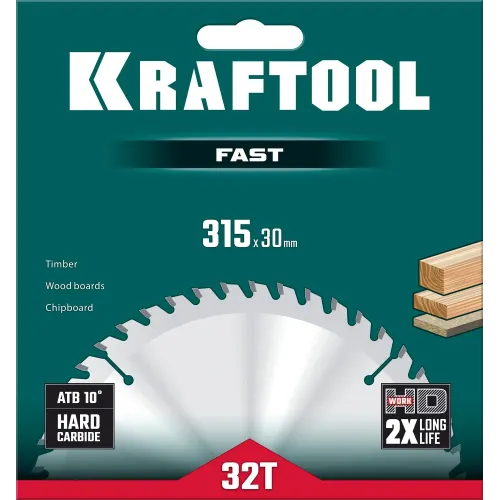 KRAFTOOL Fast, 315 х 30 мм, 32Т, пильный диск по дереву (36950-315-30)