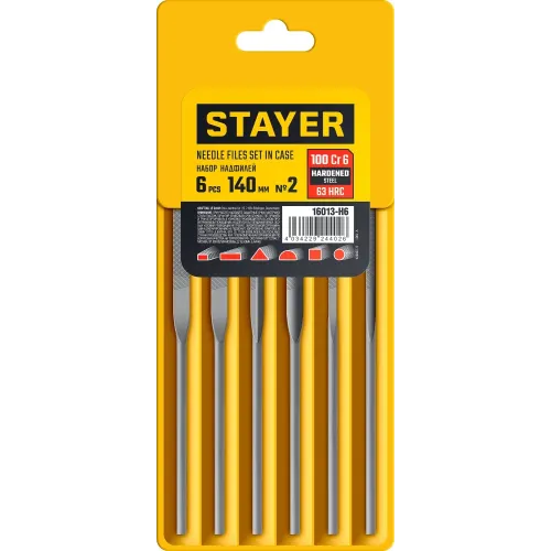 STAYER 6 шт, 140 мм, в чехле, набор надфилей (16013-H6)