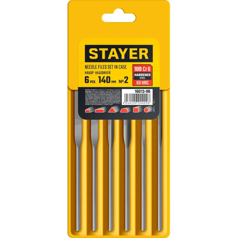 STAYER 6 шт, 140 мм, в чехле, набор надфилей (16013-H6)