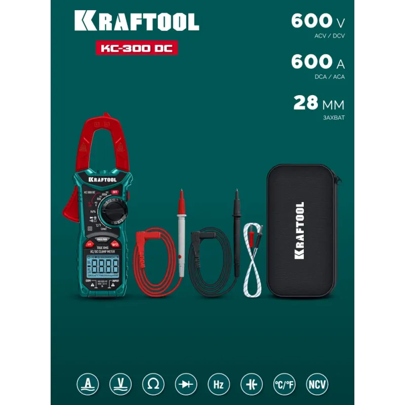 KRAFTOOL KC-300DC Цифровые токовые клещи (59830)