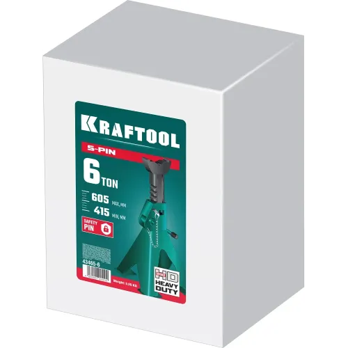 KRAFTOOL S-PIN, 6 т, 390 - 605 мм, усиленная страховочная подставка со штифтом (43465-6)