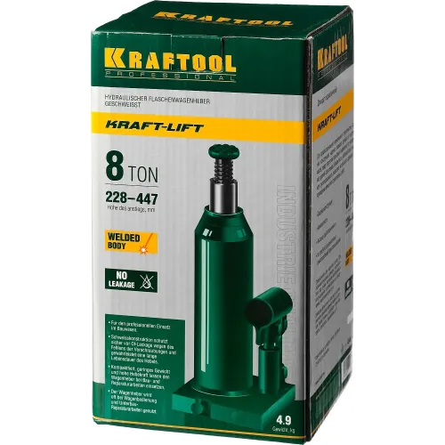 KRAFTOOL KRAFT-LIFT, 8 т, 230 - 457 мм, бутылочный гидравлический домкрат (43462-8)