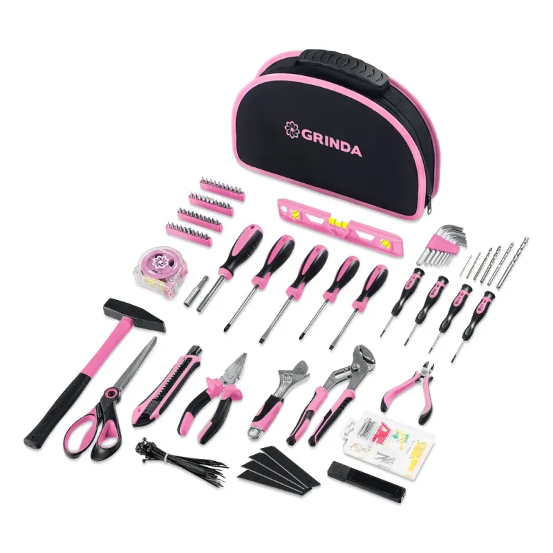 GRINDA Pink Tools 165 предм, универсальный набор инструмента (22109)