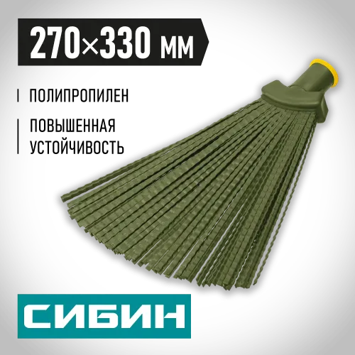 СИБИН 380 х 240 мм, полипропилен, коническое резьбовое соединение, плоская, веерная, пластиковая метла (39220)