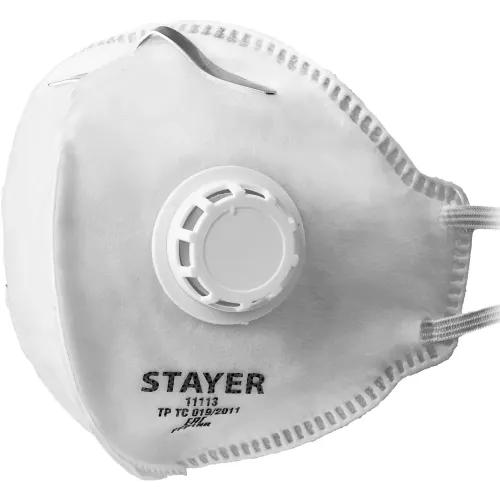 STAYER FV-80, класс защиты FFP1, плоская, фильтрующая полумаска с клапаном выдоха (11113)
