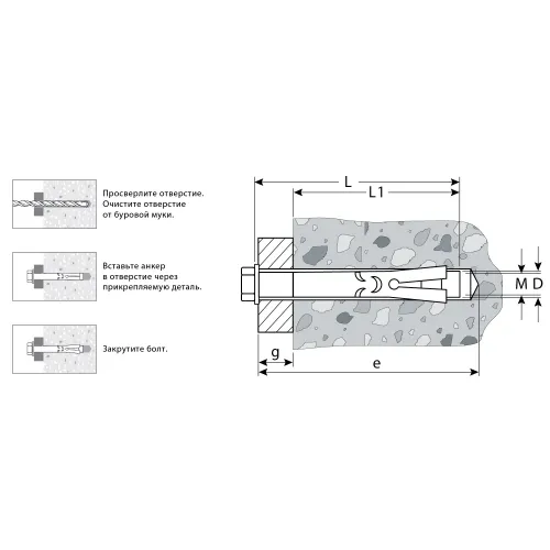 ЗУБР 10 х 60 мм, 50 шт, анкерный болт, Профессионал (302312-10-060)