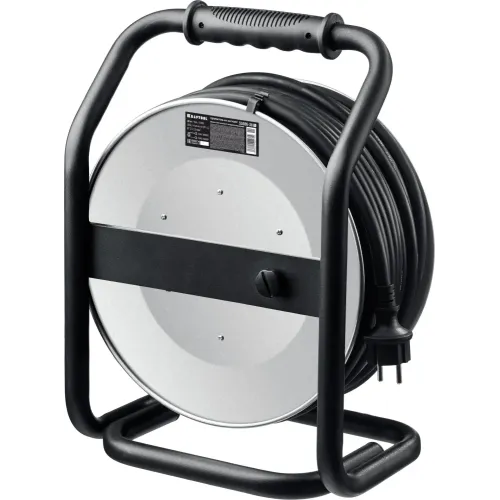 KRAFTOOL HEAVY DUTY 4.0, КГ 3х2.5 30м 4000Вт IP44, силовой удлинитель на стальной катушке (55086-30)