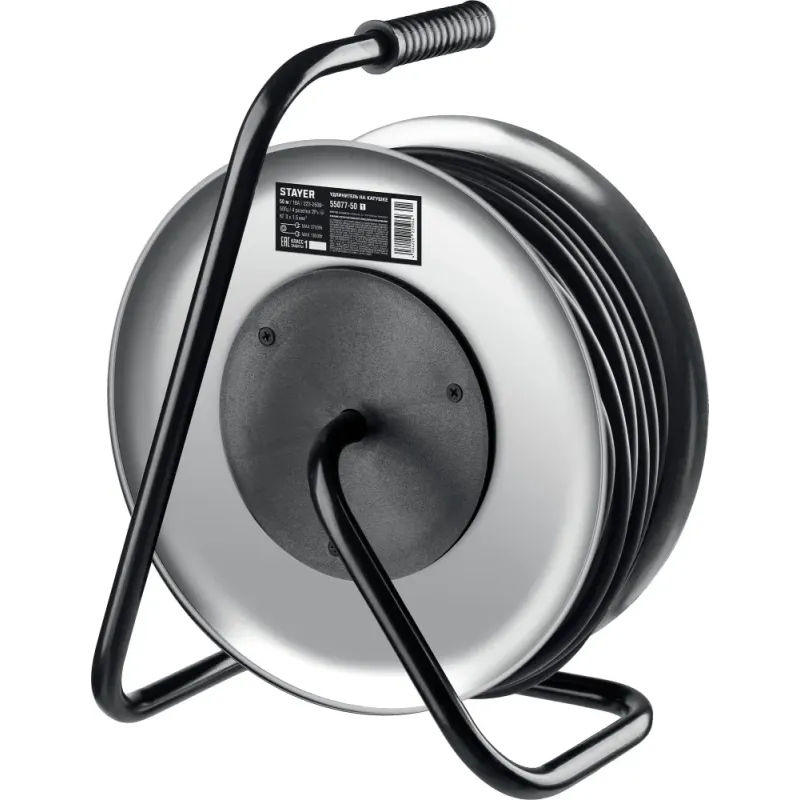 STAYER PRO-315, КГ, 3 x 1.5 мм2, 50 м, 3700 Вт, IP44, силовой удлинитель на стальной катушке (55077-50)