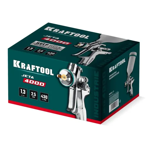 KRAFTOOL JETA 4000, HVLP, 1.3 мм, пневматический краскопульт с верхним бачком (06555-1.3)