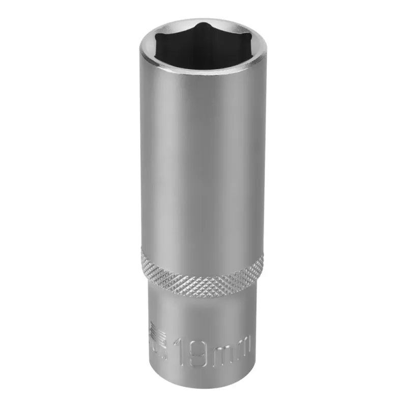 Головка торцевая удлиненная, 19 мм, 6-гранная, CrV, под квадрат 1/2", Stels