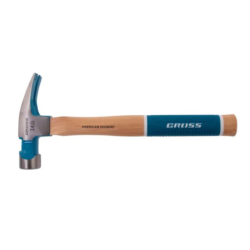 Молоток-гвоздодер, 680 г, угол 75, магнит, обрезиненная рукоятка AMERICAN HICKORY  GROSS